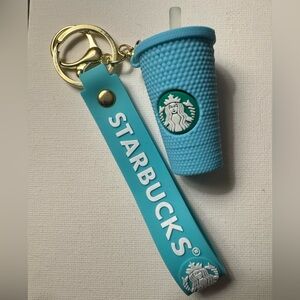 New Starbucks coffee tumbler keychain -blue